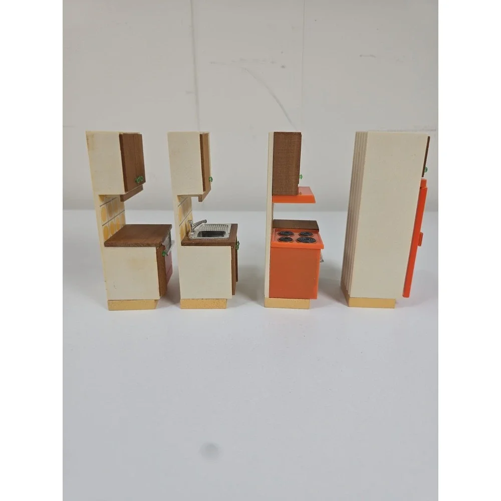 Lundby MCM Orange Dollhouse Kitchen Stove Sink Dishwasher Fridge 1:16 scale